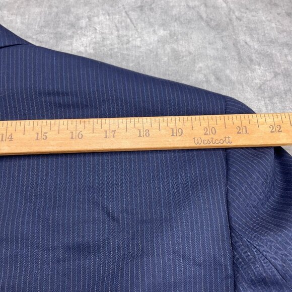 Jos A Bank 1905 Blazer Men 48R Blue Pinstripe Slim Fit Nylon‎ Wool Jacket - Picture 7 of 14